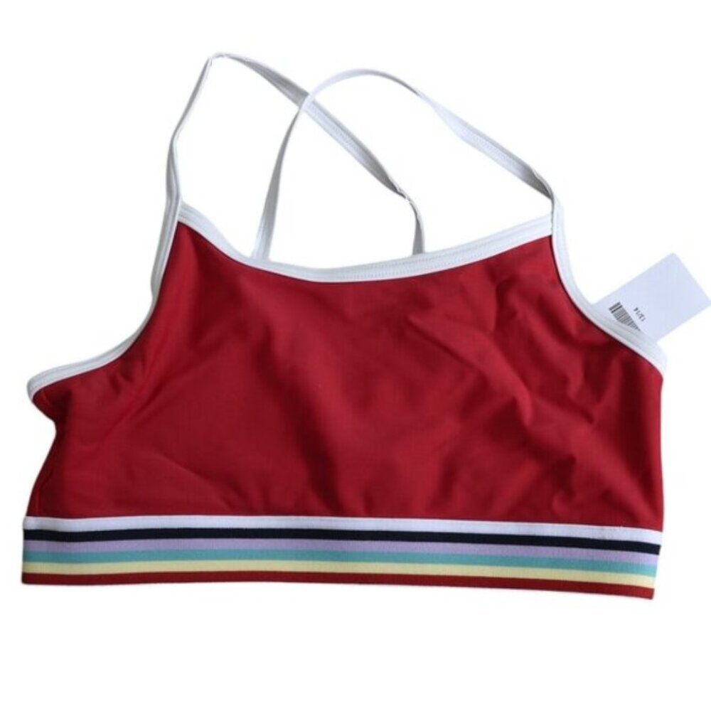 NWT Abercrombie Kids Sports Bra Bralette Red Rainbow Athletic Size 13 14